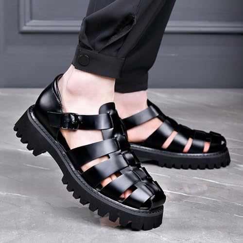 Men's Retro Genuine Leather Thick Soled Fisherman Sandals Summer Outdoor Adjustable Closed Toe Sandals Breathable And Lightweight Arch Support Sandals3