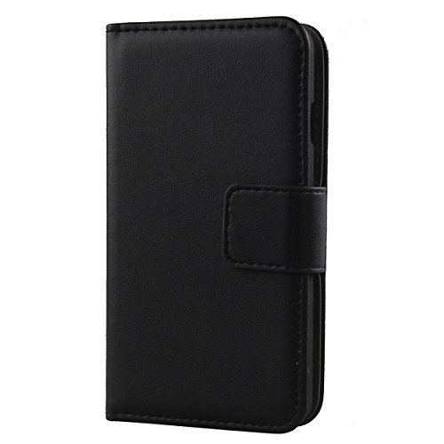 Lankashi Flip Folio Veritable Cuir Housse Coque Etui Cas pour Orange Hiro / Alcatel One Touch Idol Mini Premium Cover Case Couverture Protecteur Portefeuille Genuine Leather Book Wallet (Noir)