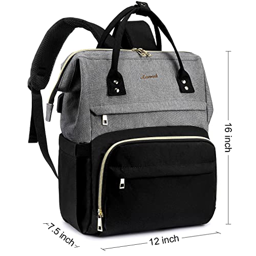 LOVEVOOK-Laptop-Backpack-for-Women-Fashion-Business-Computer-Backpacks-Travel-Bags-Purse-Student-Bookbag-Teacher-Doctor-Nurse-Work-Backpack-with-USB-Port-Fits-156-Inch-Laptop-Grey-Black