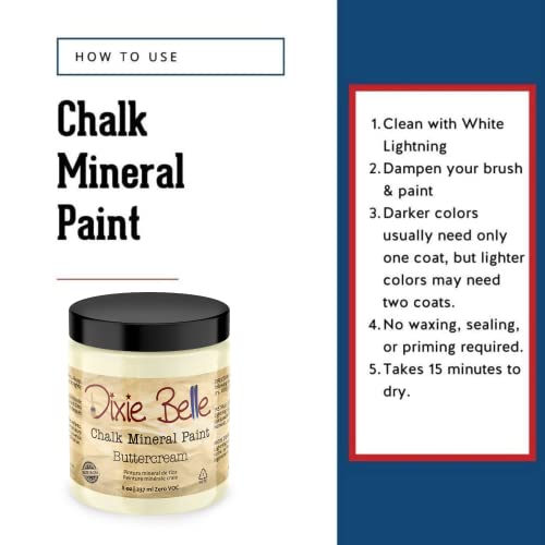 Dixie Belle Paint Company Chalk Finish Furniture Paint | Buttercream (8Oz) | Matte Creamy White Chic Chalk Mineral Paint | Diy Furniture Paint | Made In The Usa #TOP2