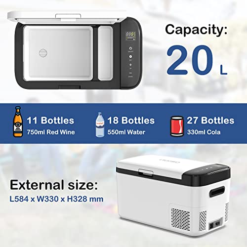 Ukkiso 12 Volt Car Refrigerator, Portable Freezer, Car Fridge Dual Zone App Control, 22 Quart（20L）-4℉-68℉ Rv Electric Compressor Cooler 12/24V Dc And 100-240V Ac For Outdoor, Travel, Camping #TOP3