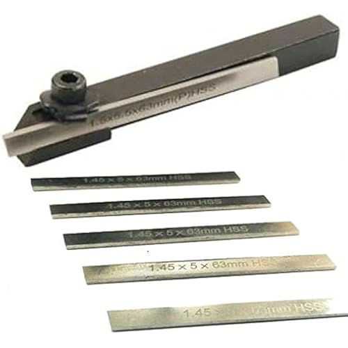Mini Parting Tool Cut off Holder with 6Pcs HSS Blades for Mini Lathes 8mm Shank