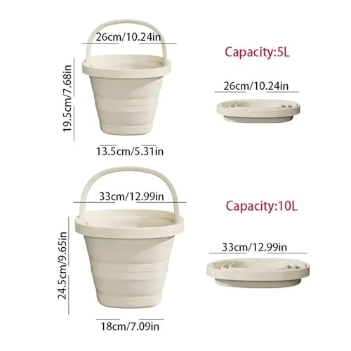 Seau à eau pliable portable 5L gris pour camping et maison - 5