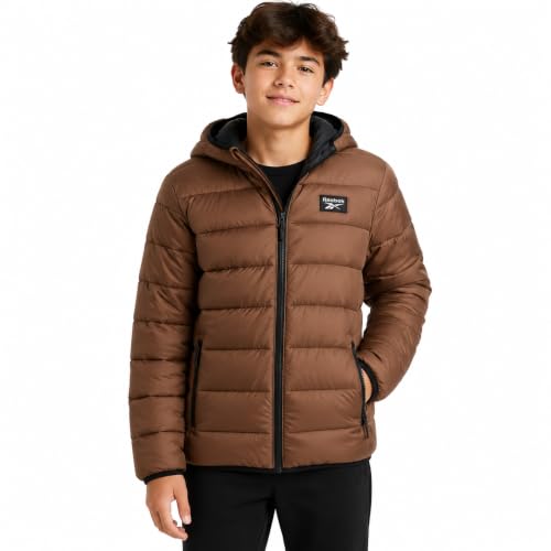 Image of Reebok Boys Winter Coat - Lightweight Insulated Puffer Jacket - Wind & Water Resistant Quilted Hooded Winter Jacket for Boys