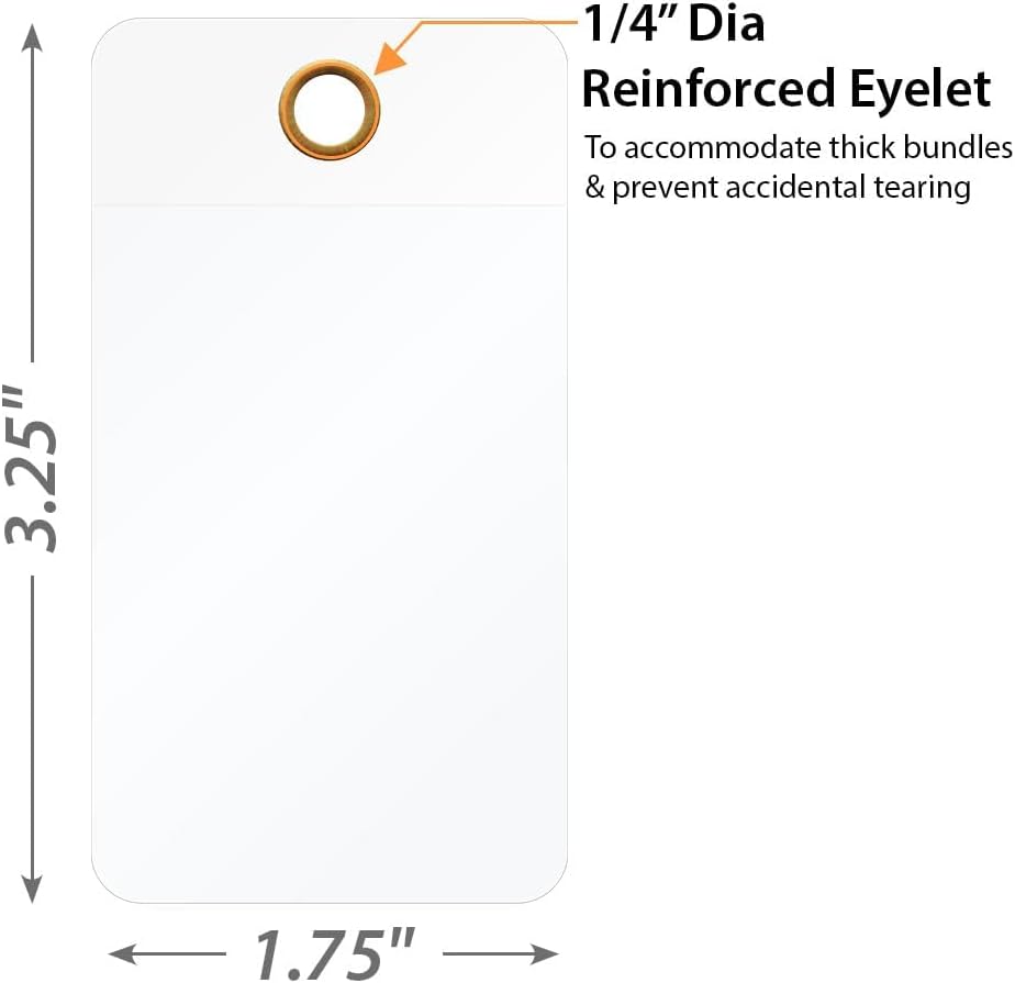 SmartSign (Pack of 25) 3.25 x 1.75 inch Blank White Writeable Self-Laminating Tags, 10 mil Thick Vinyl with Clear Polyester Flap