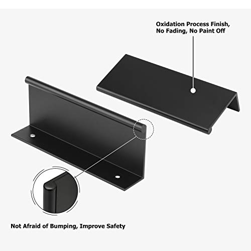 Peaha 10 Pack Black Cabinet Pulls Kitchen Cabinet Hardware Aluminum Alloy Cabinet Edge Pull Cabinet Finger Pull Black 76Mm/3In Center To Center #TOP2