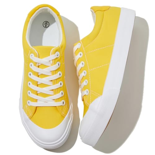 Witwatia White Tennis Shoes Low Top Canvas Sneakers Fashion Casual Walking Shoes for Women