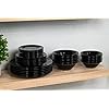 10 Strawberry Street Nova Black Round 62-Piece Dinnerware Set, Service for 6
