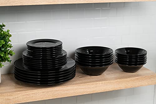 10 Strawberry Street Nova Black Round 62-Piece Dinnerware Set, Service For 6 #TOP4