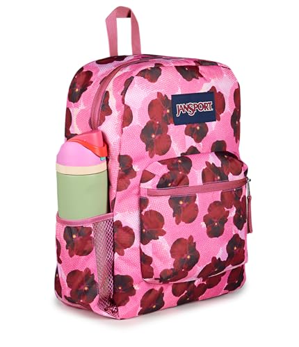 Image of JanSport Cross Town Backpack - Simple Bag for Everyone with 1 Main Compartment, Front Utility Pocket - Premium Class Accessories - Pop Art Pansies