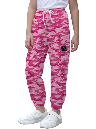 Image of Cromoncent Girls & Womens Camo Print Cargo Pants Outdoor Lightweight Jogger Baggy Pants, 6 Years - XX-Large