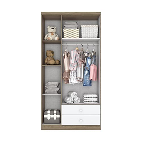 Guarda Roupa Infantil 3 Portas 2 Gavetas 2 Nichos Lápis de Cor