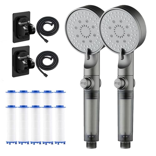 Hydroboost High Pressure 5 - Mode Filtered Shower Head, Shower Heads with Handheld Built-in Power Wash for Hard Water, Powerful Wash Shower-Head Cleaner(Gray*2)