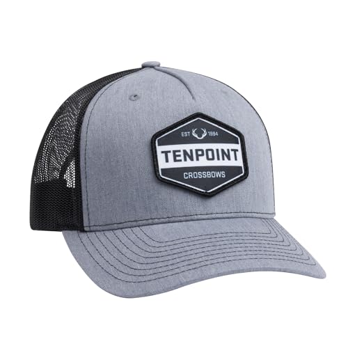 TenPoint Mesh Hat, Gray/Black - Diamond Logo - Adjustable Trucker Fit with Snapback Closure - Designed for Men & Women