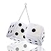 Zento Deals Pair of Hanging White with Black Dots Fuzzy Dices Nostalgic Retro