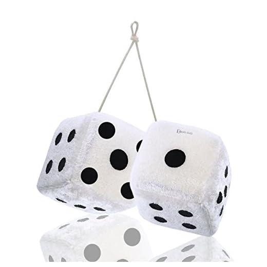 Zento Deals Pair of Hanging White with Black Dots Fuzzy Dices Nostalgic Retro