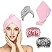 Produktbild CHIFOOM 2stk Haarturban 2stk Duschhaube Set Turban Handtuch Trockenes Haar Kopfhandtuch mit Knopf Microfaser Haartrockentuch Schnelltrocknend Kopftuch für Alle Haartypen Damen Kind