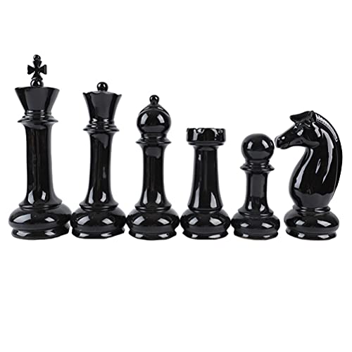 Ornement d'échecs céramique noir style classique 6pcs - 2