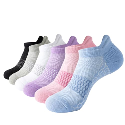 Image of Ankle Running Socks For Women, Athletic Wicking Thick Cushioned Low Cut With Tab Casual Sports Socks