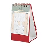 ELAYARD Stehender Tischkalender Kleiner Desktop Kalender Elegant Weinrot für Büro Homeoffice...