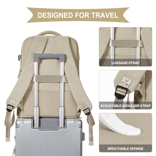 Image of coowoz Travel Backpack For Women Men,Carry On Backpack,Hiking Backpack Waterproof Outdoor Sports Rucksack Casual Daypack travel essentials(Khaki)
