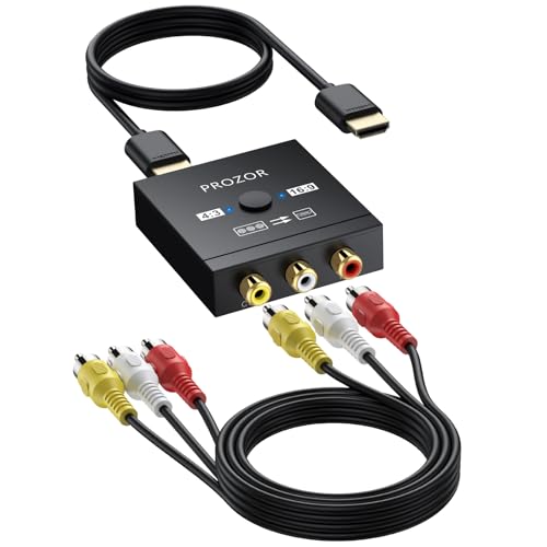 PROZOR RCA to HDMI �ϊ��R���o�[�^�[ AV to HDMI �ϊ��� 4:3��16:9�ؑ։\ 1080�o�Ή� 3�F�[�q hdmi �ϊ��A�_�v�^ RCA�P�[�u�� HDMI�P�[�u�� ���{��������t��Wii/PS1/PS2/N64�Ή� DVD/