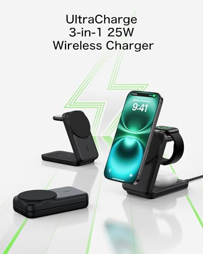 undefined 【Amazon.co.jp限定】Belkin Qi2 25W Ultra Charge ワイヤレス充電 3-in-1 スクエアモデル Qi2公式認証/MagSafe対応 急速充電 iPhone16~12 スタンバイモード Google pixel 10 PRO XL 折りたたみ可能 持ち運び最適 ブラック WIZ036dqBK ※Amazon.co.jp限定 壁紙ダウンロード付き の商品画像 1