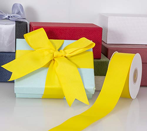 Atrbb 25 Yards 1 1/2 Inch Solid Grosgrain Ribbon Roll For Gift Wrapping Diy Hair Accessories (Yellow) #TOP5