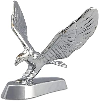 Flying Eagle Hood Ornament Sticker Birds Logo Fits Car 3D Stand Hood Bonnet Univeral Emblem Badge Decal Sculpture Ornaments Auto Styling Metal Hood Bonnet Emblem 3.7X2.6X2.6inch (Chrome)