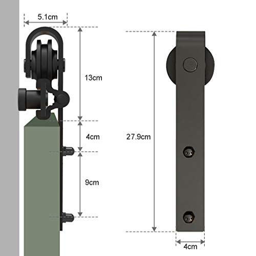 WOLFBIRD 8FT/244cm Sliding Door Hardware Closet Kit for Double Wood Doors Steel Big Spoke Wheel Roller Kit, Sliding Door Track System - Image 4