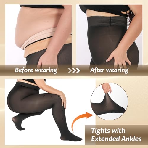 Image of UISLII Plus Size Fleece Lined Tights for Women