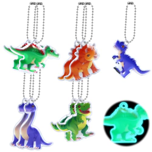 Wishstar 10 Stück Dinosaurier Reflektor Anhänger,Reflektoren Kinder ，Reflektor Schulranzen Junge，Sicherheits Reflektor anhänger,Reflektoranhänger für Kinder