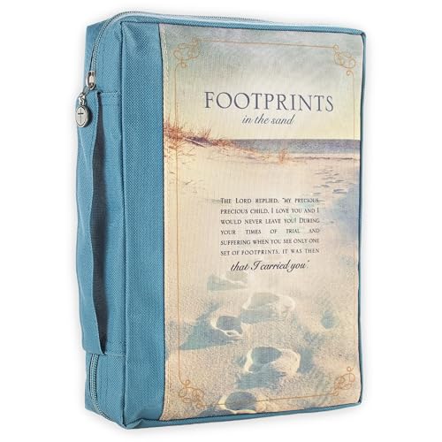 Bible Cover Poly Canvas Empreintes de pieds L protège-bible en toile avec fermeture éclair
