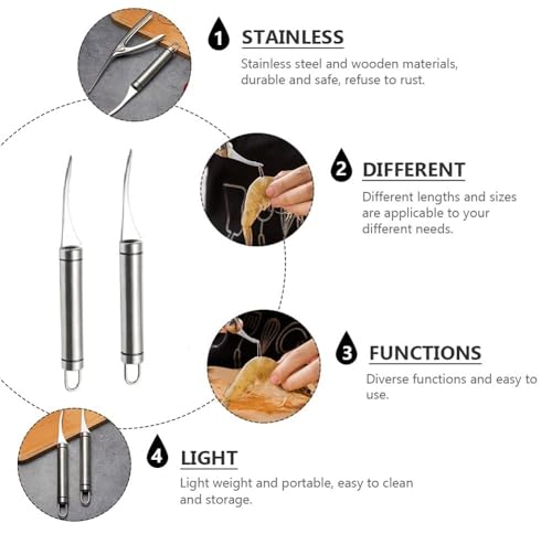 Image of Stainless Steel Prawn Seafood Peeler Shrimp Opener Oyster Shucking Knife Shrimp Stripper Lobster Knifes Shrimp Line Practical Seafood Tools Portable Kitchen Supplies 1 Pcs (Sliver)