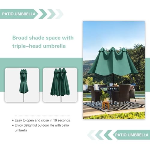 Image of 15ft Large Outdoor Umbrella Double-Sided Patio Umbrella with 65 Kgs Movable Stand, Crank Handle, 12 Ribs Rectangular Garden Umbrella for Patio Graden, Poolside, Terrace, Cafe and Hotels