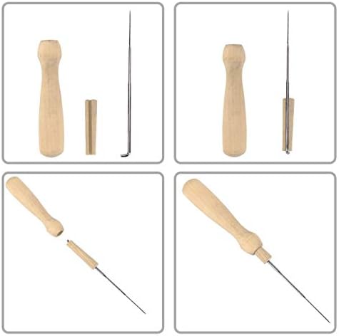 Natuce 30PCS Felting Needles of 3 Sizes + 1 pc Handle Wood Felt Tool, Felt Needle Tool, Felting Starter Kit, Needle Felting Stitch Punch Tool, Wool Felt Needle for DIY Toys Craft Make Felt Animals