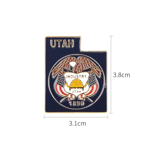 Image of State Shaped Map Lapel Metal Pin Enamel Brooch Keepsake Beautifully Designed for Backpack Hat