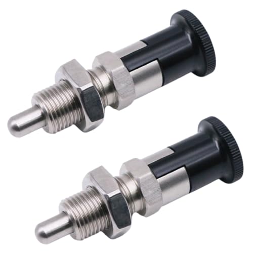 2PCS Stainless Stee Push Fit Ball Nose Spring Plunger, Spring Knob Plunger Self Locking Spring Indexing Plunger Hand Retractable Spring Plunger Pin Tool for Industrial Equipment (M16)