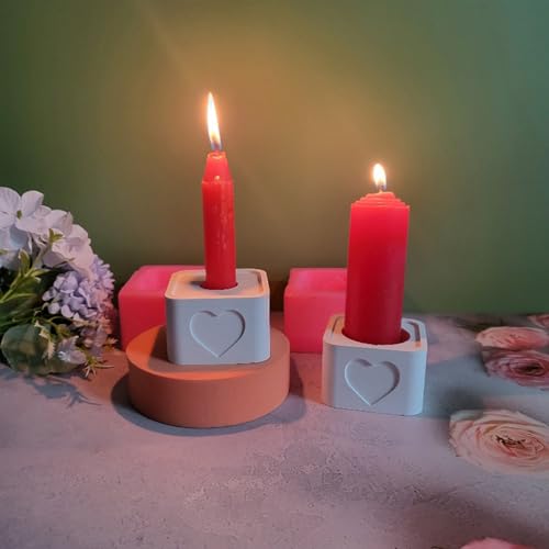 Moule silicone carré bougeoir cœur décor table - 4