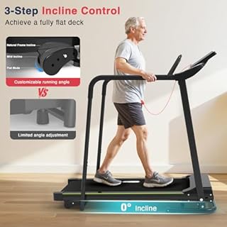 Redliro Treadmill for Seniors Slow Walking - 0.3mph Start, Front & Long Handrails - Foldable Recovery Flat Treadmill for Elderly with Heart Rate Monitor, Auto Lubrication, 3-Level Incline for Home Use