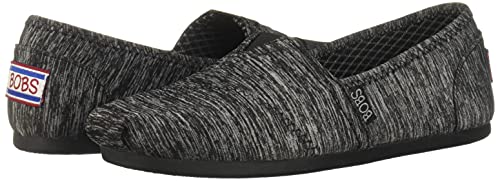Bobs From Skechers Women's Plush-33910 Flat, Black Heather, 7 M Us #TOP6