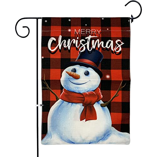 Bandera de Jardín de Navidad, NDLT Muñeco de Nieve de Doble Cara Decoraciones Navideñas al Aire Libre Para Decoraciones de Invierno Decoración de la Pared del Patio de la Granja (12x18 Pulgadas) Cover