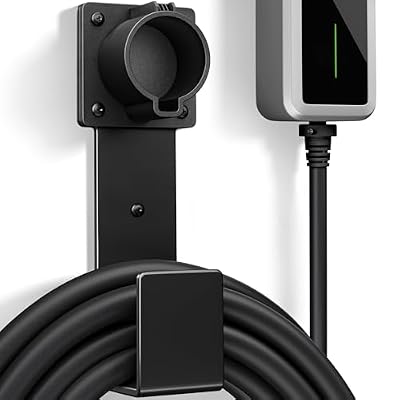 EV Charger Holder-J1772 Connector, Nozzle Holster Dock and J-Hook Combination, EV Cable Holder Wall-Mount Electric Vehicle Charger.