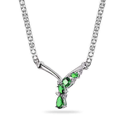 Collier V strass topaze blanche maille accessoires filles femmes