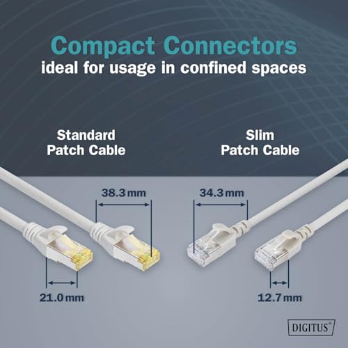 Cable LAN Digitus Cat. 6A 1 m Slim RJ45 F/FTP Gris miniatura 2