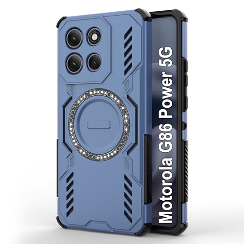 Image of Zapcase Back Case Cover for Motorola G86 Power 5G | Magnetic Case with Built-in Metal Ring | Supports MagSafe Charger, Wallet & Car Mount | Shockproof Hybrid PC + TPU | Blue