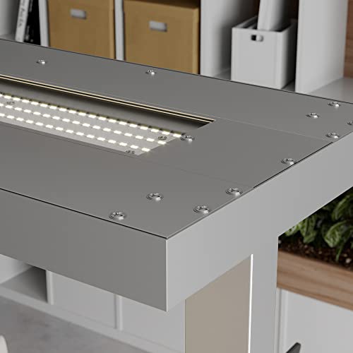 Arcchio LED Büro Stehlampe dimmbar silber, Bürolampe Stehlampe Uplight und Downlight, Deckenfluter 6000lm, 4000K, Standleuchte Office, Büro-Stehleuchte