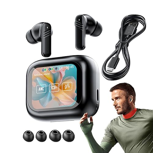 Nuytghr Auriculares inalámbricos deportivos inalámbricos, auriculares inalámbricos para juegos, estuche de carga inalámbrica, pantalla digital, auriculares deportivos para TV, teléfono, laptop