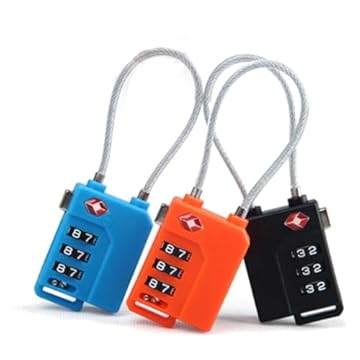 Cadeado TSA com Cabo de Aço Senha Codigo Corda de Metal Mala Viagem Aeroporto Bagagem Mochila Armario Ajustavel Cor: PRETO