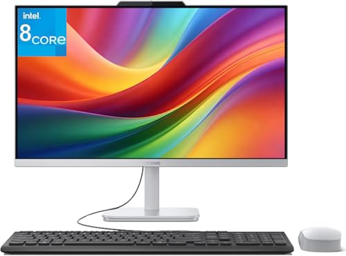 Image of Lenovo 24 IdeaCentre All-in-One Desktop Computer, 8GB DDR4 RAM, 512B PCIe SSD, Intel 8-Core i3-N305, Lifetime Office 365 for Web, 1080P Display, WiFi, BT, HDMI, RJ-45, KB & M, Win 11, Snow White